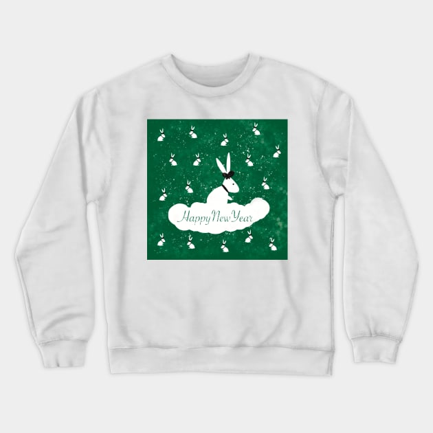 White rabbit Crewneck Sweatshirt by Xatutik-Art